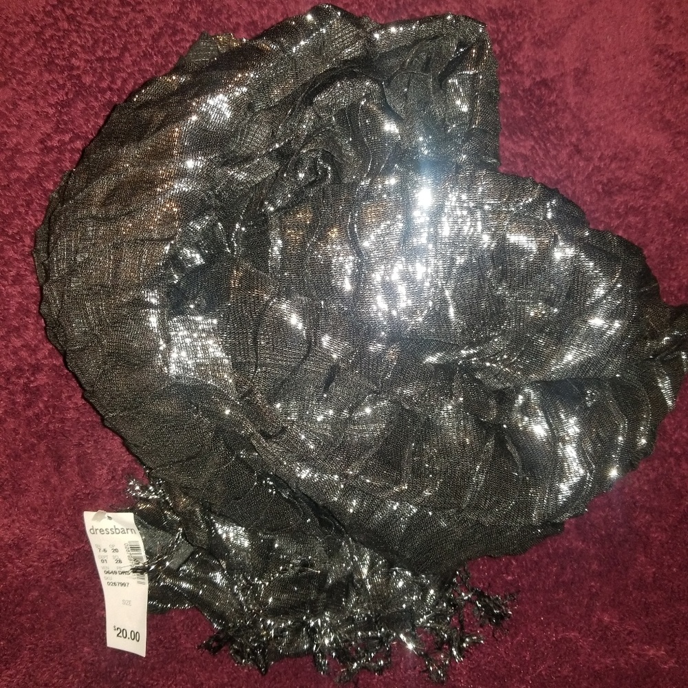 Beautiful metallic silver scarf NWT